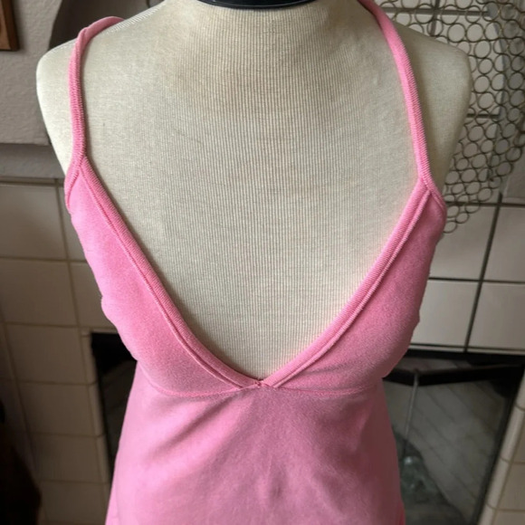 Bubble gum Pink terry cloth dress low back and deep v neck size small / medium - Picture 5 of 11